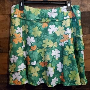 NWT Shamrock Tiered Skort Golf Skirt Pocket St Patricks Preppy Whimsical Fun 2XL
